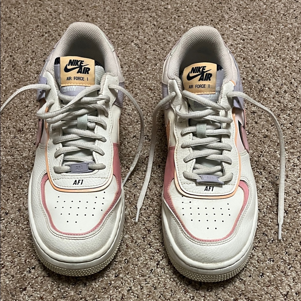 Nike Air Force 1 White and Pink Sneakers